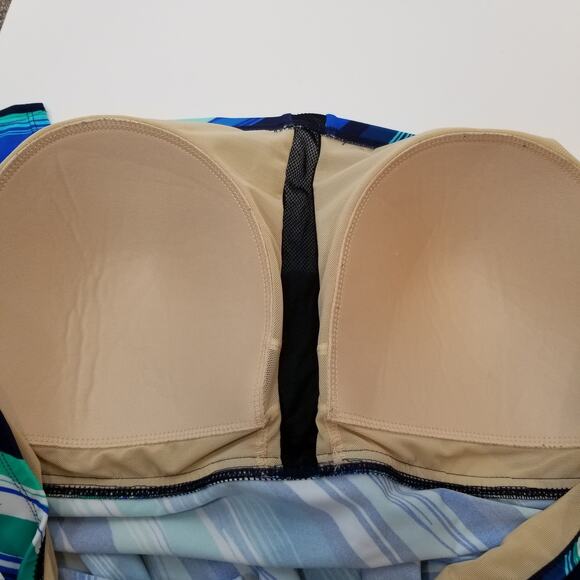 Swimsuits For All Women's Blue Green Tankini Top Size 32 5X - Picture 5 of 8